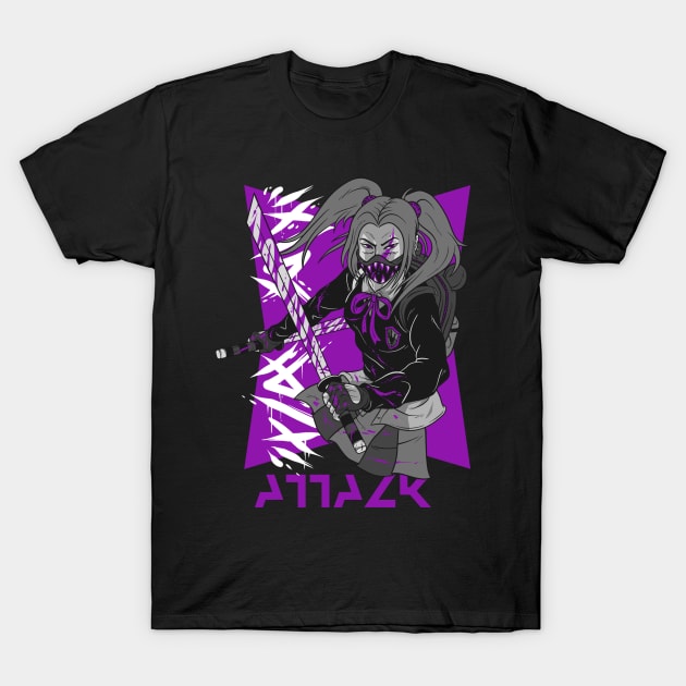 Anime Ninja Girl Design, For Truly Anime Lovers! Anime Samurai Girl, Manga Samurai Girl, Katana T-Shirt by Redboy